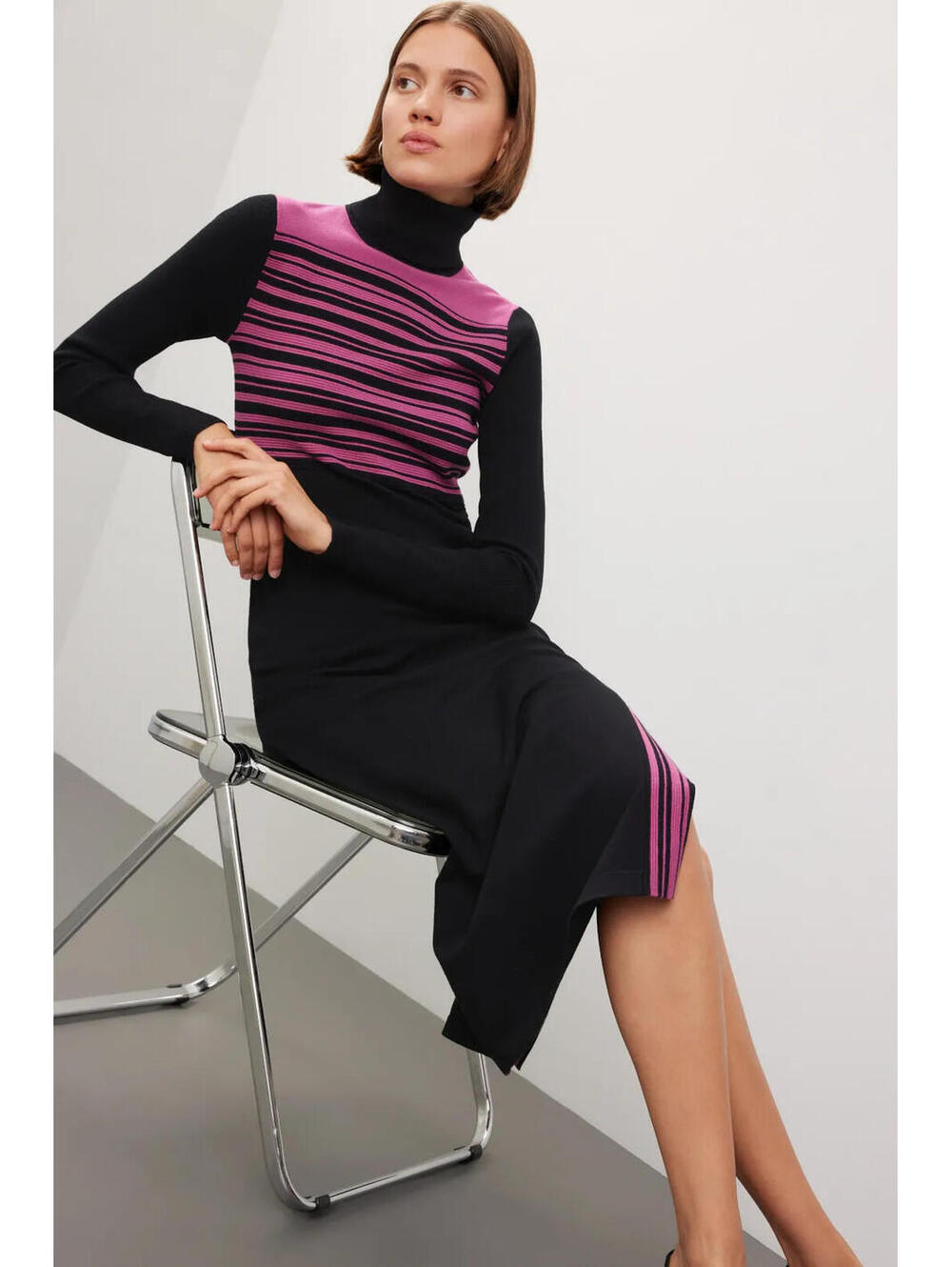 TOCCIN X RTR Toccin Stripe Turtleneck Dress Size M